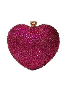 Rhinestone Heart Shape Clutch Purse Mini Love Evening Handbag Party